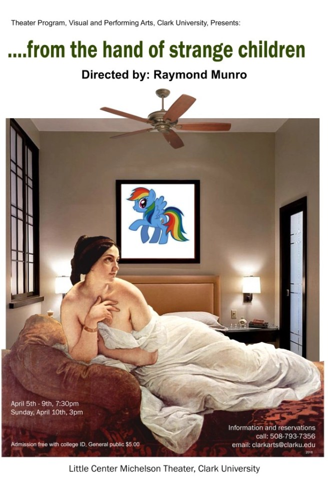 Clark University poster for the play "From the Hand of Strange Children" directed by Raymond Munro